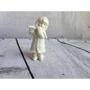 Porcelain Angel Figurines With Glitter Snow Missing Wings READ